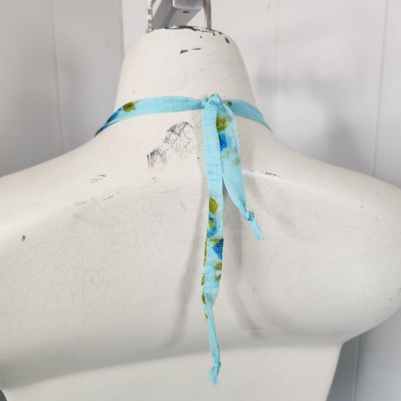 Vintage Blue Floral Halter Maxi Dress 60s 70s Boho Bohemian Hippie Romantic - Picture 5 of 10